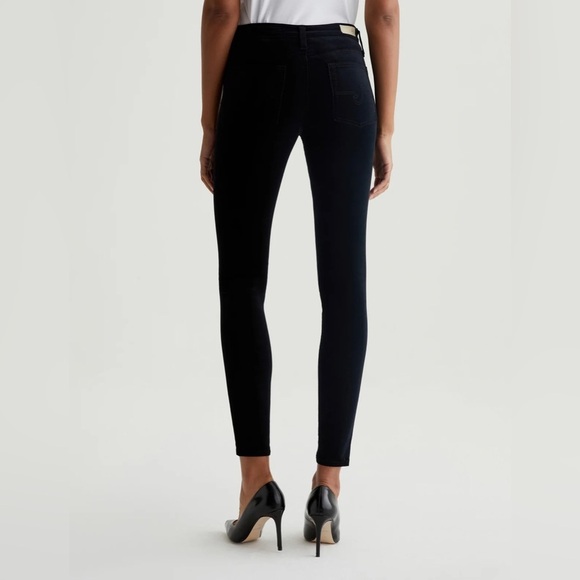 AG Farrah Mid Rise Velour Skinny Jeans In Super Black - Picture 4 of 5